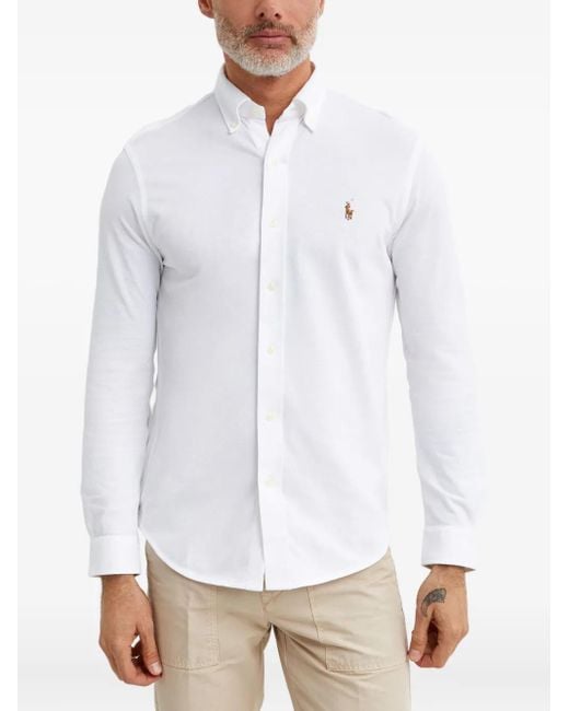 Polo Ralph Lauren White Polo Pony Long-Sleeved Shirt for men