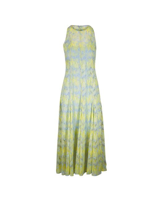 Akris Punto Green Sleeveless Print Midi Dress