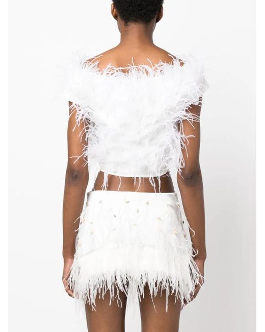 Cult Gaia White Sosha Feather Top