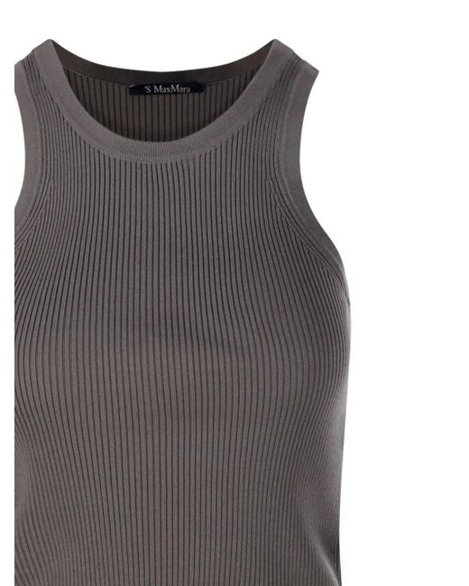Max Mara Geribbelde Top in het Gray