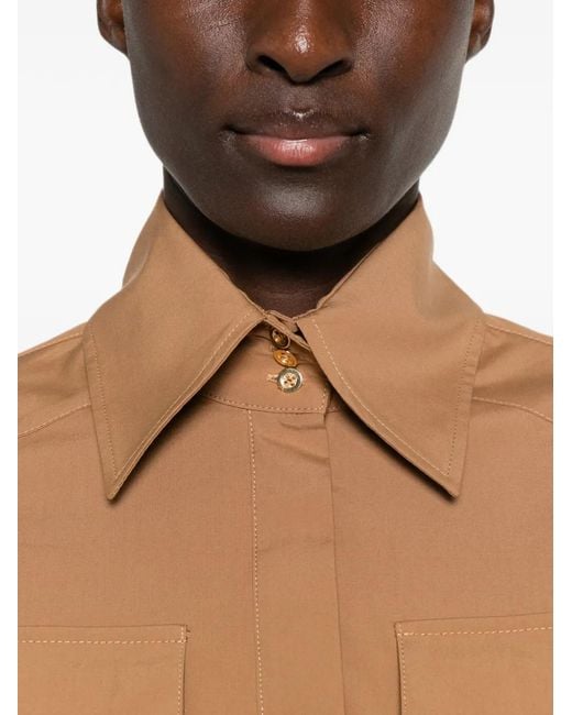 Elisabetta Franchi Natural Flap-Pockets Long-Sleeve Shirt