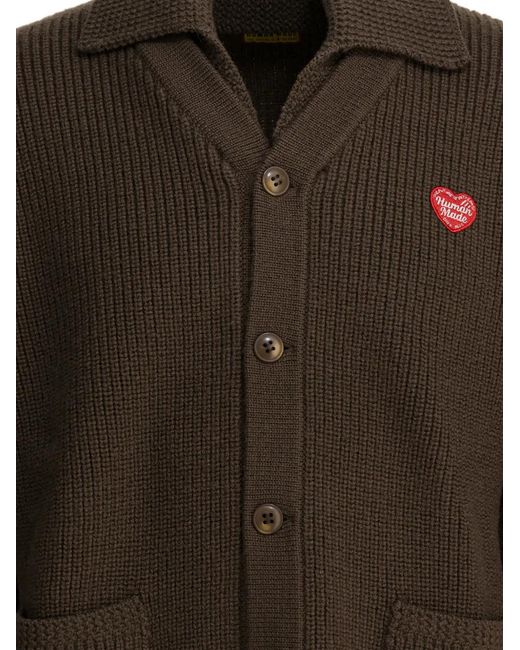 Human Made Brown Spread-Collar Button-Up Cardigan for men