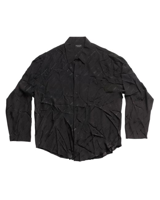 Balenciaga Seidenhemd mit Logo-Print in Black für Herren