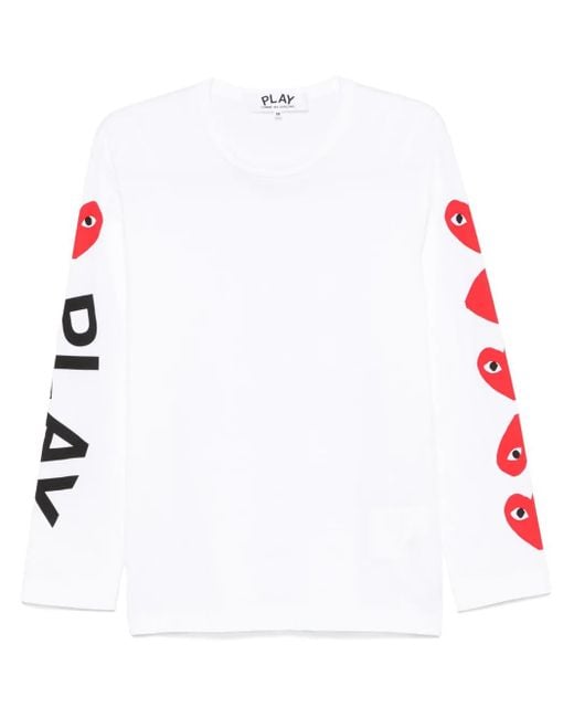 COMME DES GARÇONS PLAY White Signature Heart Print Cotton Tee
