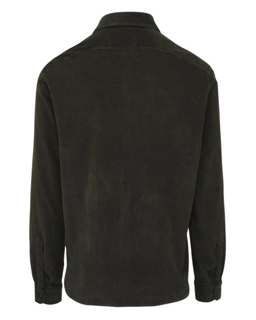 Isaia Black Corduroy Pocketed Shirt Jacket for men