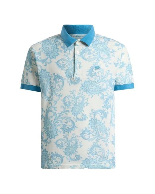 Etro Blue Polo En Piqué À Motif Cachemire for men