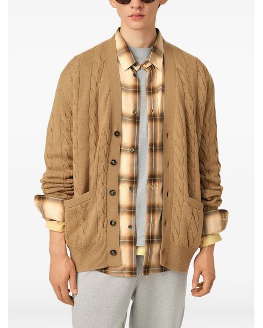 AMI Natural Wool And Cotton Cable-Stitch Cardigan for men