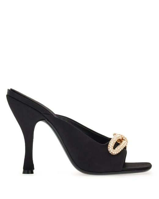 Ferragamo Black 105Mm Crystal-Embellished Bow-Detailing Sandals