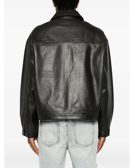 Cole Buxton Black Leather Zip-Up Jacket for men