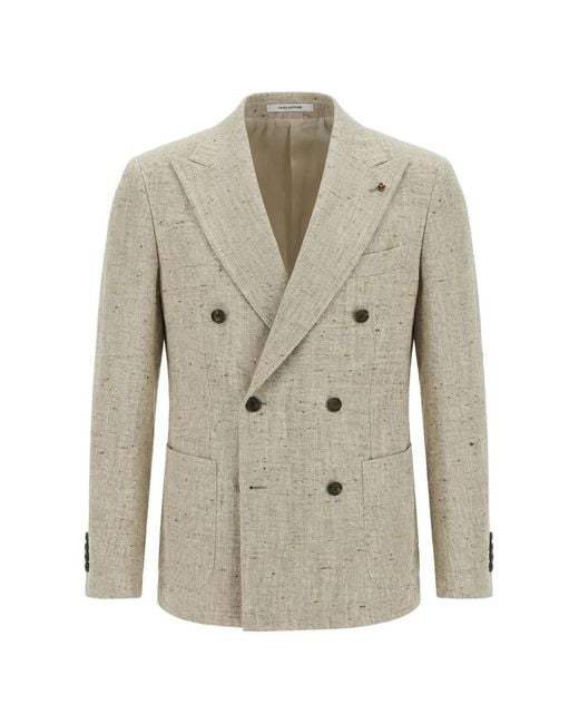 Tagliatore White Revival Double-Breasted Slub-Texture Jacket for men