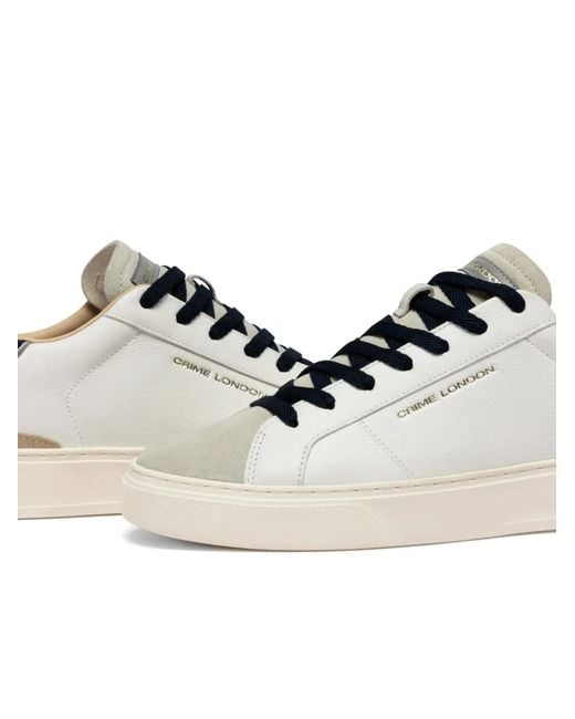 Crime London White Blade Suede-Panelled Sneakers for men