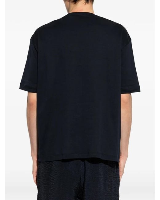 Giorgio Armani Blue Logo-Embroidered T-Shirt for men