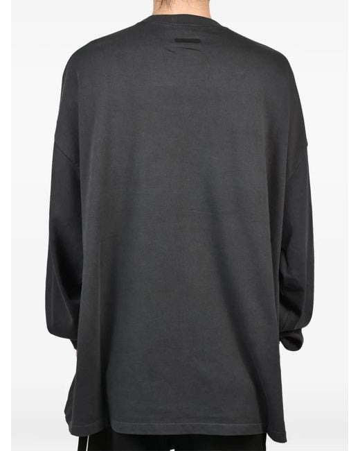 Essentials Black Logo-Print Long-Sleeve T-Shirt for men