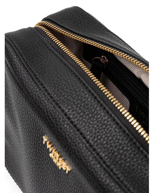 Twinset Black Logo-Lettering Cross Body Bag
