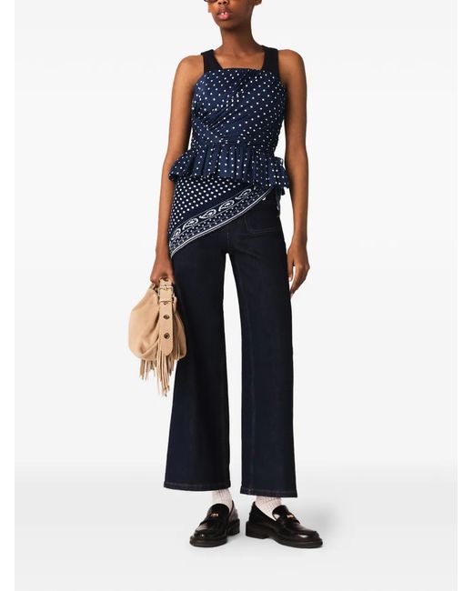 Maje Blue Patterned Bustier Top