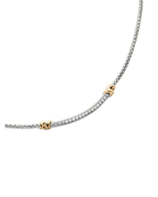 David Yurman White Sterling Petite Helena Wrap Station Diamond Necklace (29Mm)