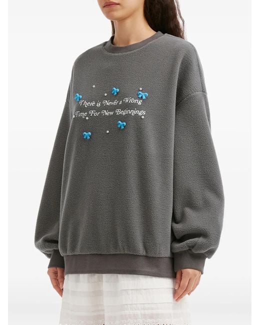 B+ AB Gray Bow-Appliqué Sweater