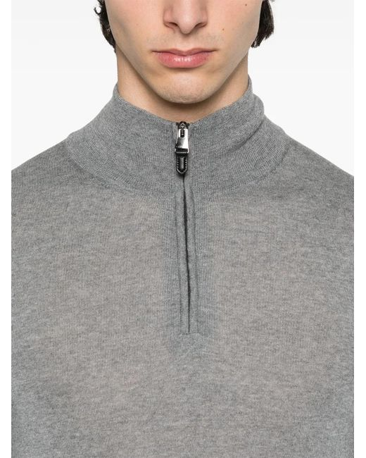 Canali Gray Half-Zip Wool Sweater for men