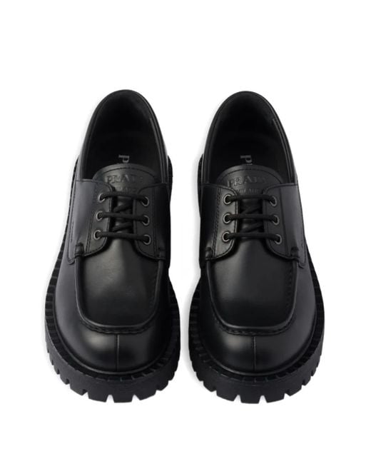 Derby Stringate di Prada in Black da Uomo