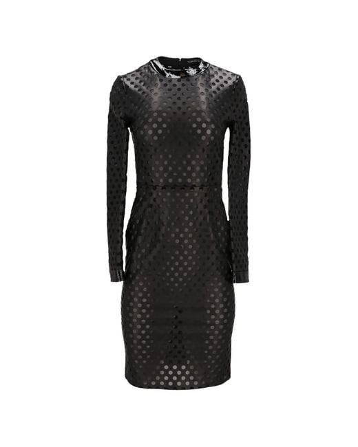 Tom Ford Black Perforated-Detail Long-Sleeve Mini Dress