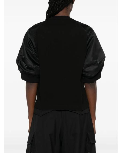 Sacai Black Crew-Neck Zip-Pocket Sweatshirt