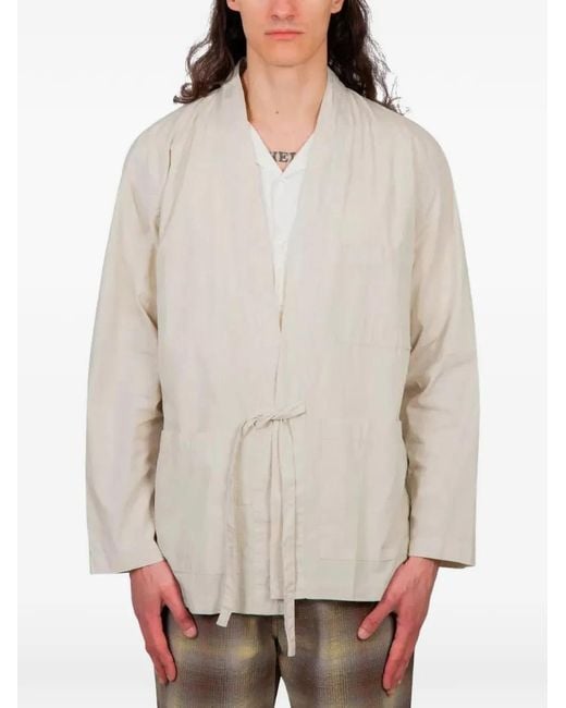 Universal Works White Tie-Front Jacket for men