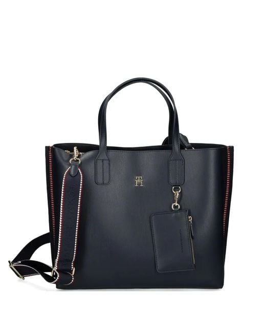 Tommy Hilfiger Black Th-Plaque Tote Bag