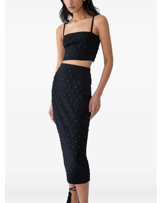 Carolina Herrera Black Beaded Pencil Midi Pencil Skirt