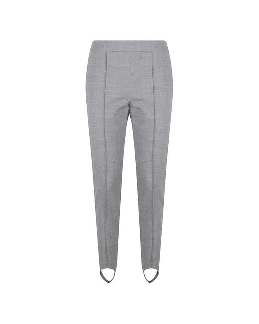 Ermanno Scervino Gray Stirrup-Detail Pintuck Trousers