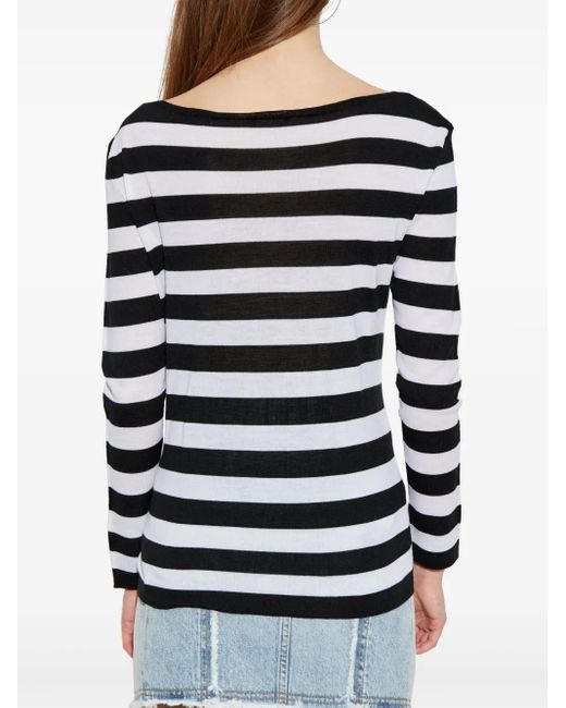 Balmain White Wool Striped Jersey