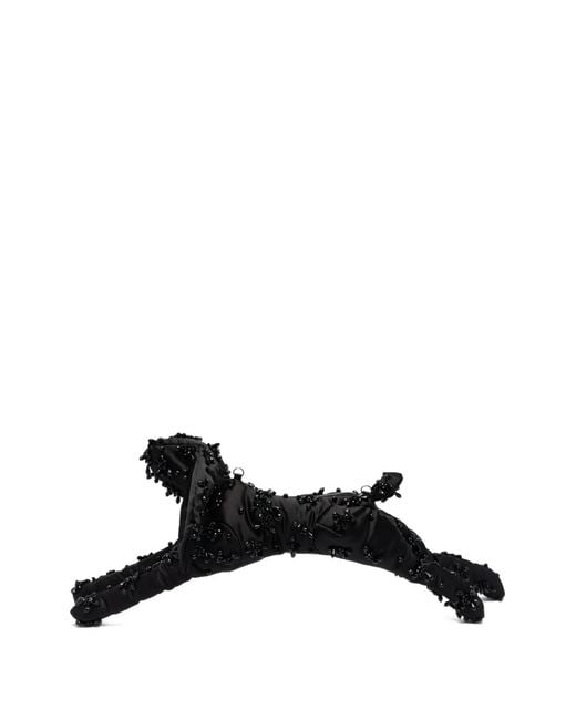 Simone Rocha Black Hare Beaded Satin Crossbody Bag