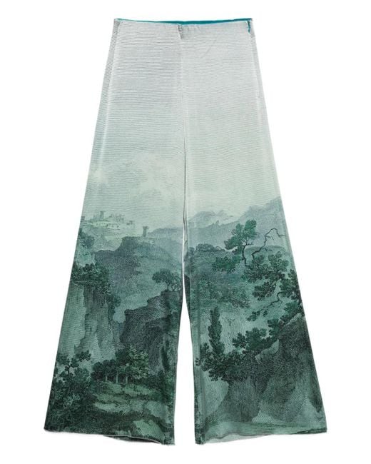 Pierre Louis Mascia Broek Met Wijde Pijpen En Print in het Green