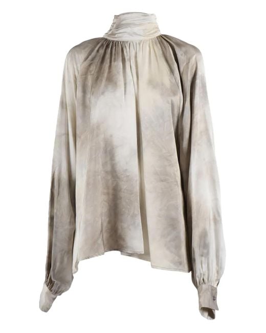 Ballantyne Gray High-neck Tie-dye Blouse