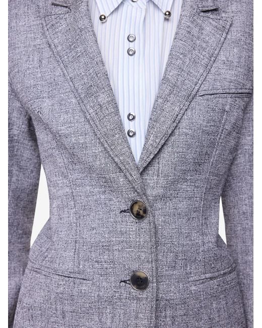 Rabanne Blue Tailored Jewel-Button Blazer