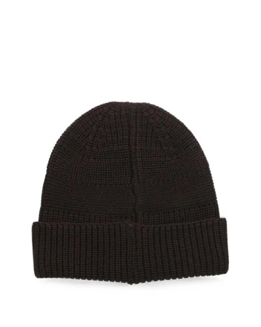 Premiata Black Halta Logo-Patch Beanie Hat for men
