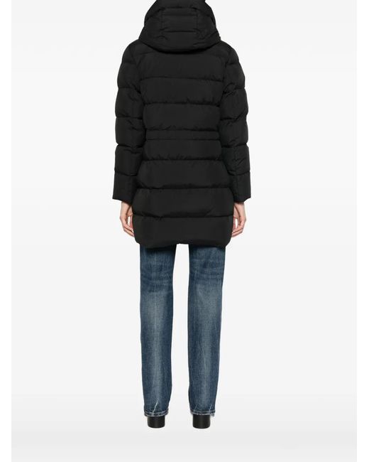 Moorer Black Klie Quilted Hooded Coat