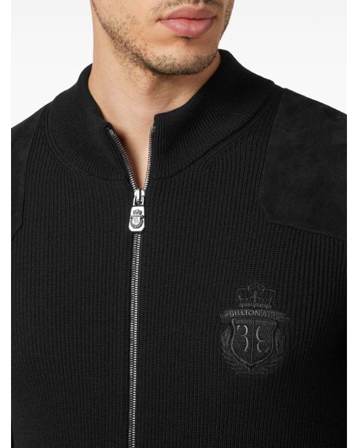 Billionaire Black Logo-embroidered Zip-up Sweatshirt for men