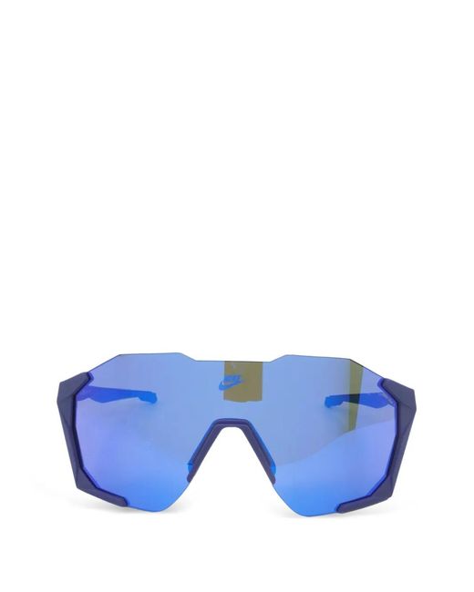 Nike Blue Charged Shield Geometric-Frame Sunglasses