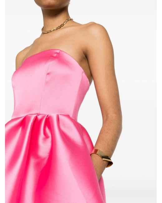 P.A.R.O.S.H. Pink Puffbal Satin Mini Dress