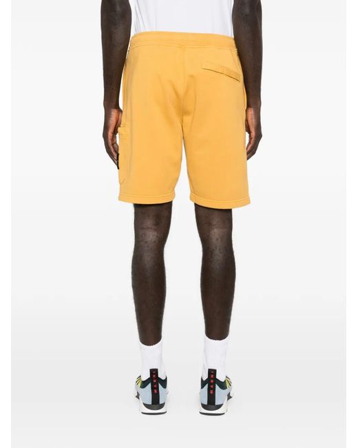 Pantalones Cortos De Felpa De Algodón Orgánico Stone Island de hombre de color Yellow