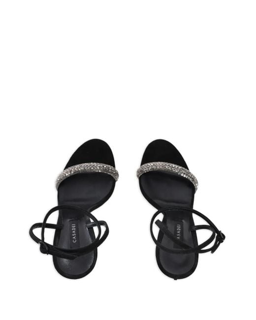 Casadei Black Rhinestone-Embellished Blade Stratosphere Sandals