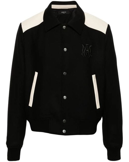Amiri Black Wool Blend Bomber Jacket for men