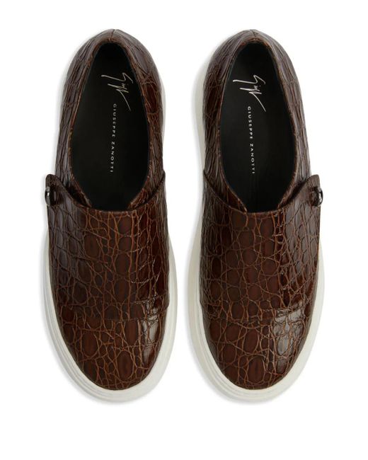 Giuseppe Zanotti Mike Monk-Schuhe Mit Kroko-Prägung in Brown für Herren