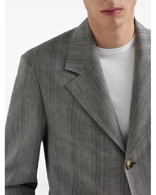 Brunello Cucinelli Gray Chevron Blazer for men