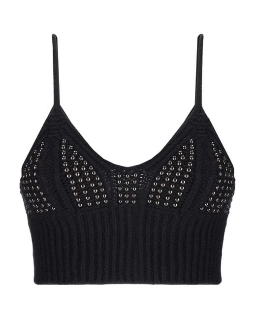 Laneus デコラティブ ニットトップ Black