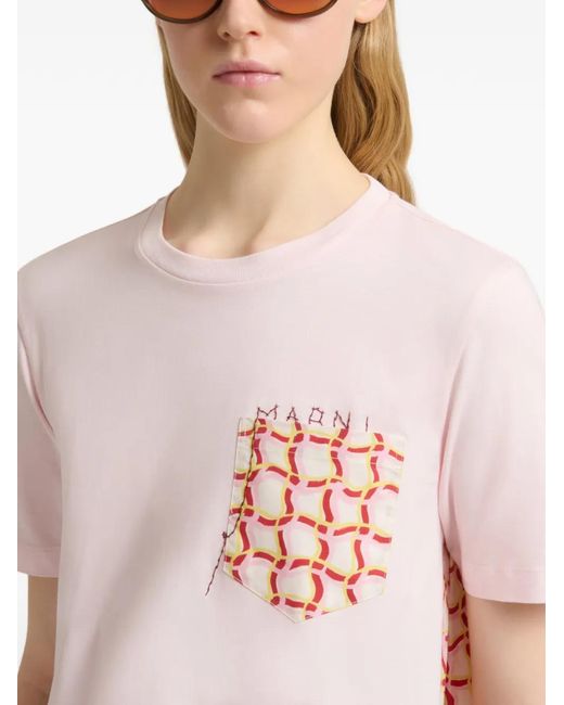 Marni Pink Printed Pocket Back T-Shirt