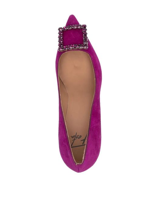 Roberto Festa Purple Lilly 80Mm Pointed-Toe Suede Pumps