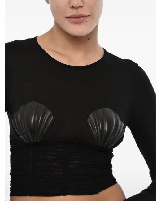 DSquared² Black Shell-Embellished Long-Sleeve T-Shirt