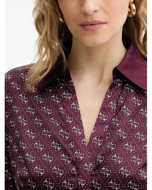 Guess Purple Blerta 4G-Print Belted Mini Dress