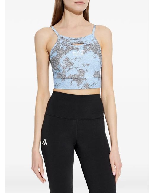 EA7 Blue Sleeveless Crop Top